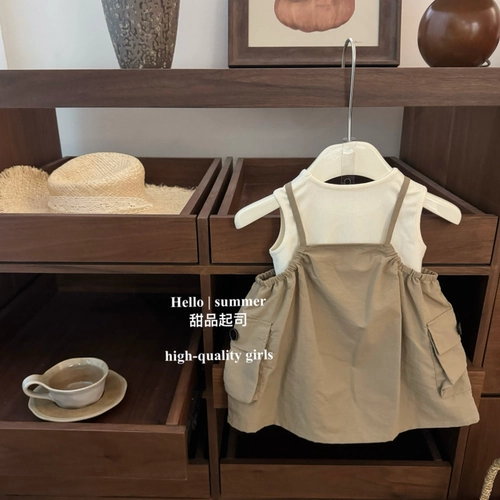 Быстросохнущий жилет для девочек, платье, комплект, детская одежда, в западном стиле