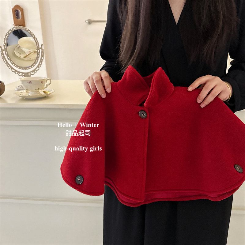 Dessert cheese | The annual beloved girl wool artisanal bifacial cloak New Year Christmas great coat-Taobao