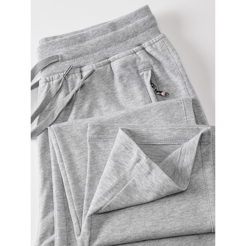 Summer Thin Pure Cotton Sweatpants for Men, Loose Straight-Leg Breathable Cool Elastic Sports Pants with Pocket Zippers, Casual Long Pants