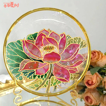 National Day gift stained glass plate diy material glass painting handmade warm-up parent-child fruit plate creative ornaments
