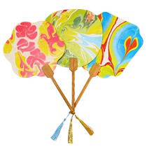 Water rubbing white rice paper fan plate pigment water rubbing DIY team building fan handmade activity material package wet rubbing fan
