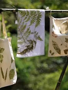 Plant Print Canvas Bag Hand-Painted Graffiti DIY Handmade Pure White Plant Print Canvas Bag Printing Tool and Material K