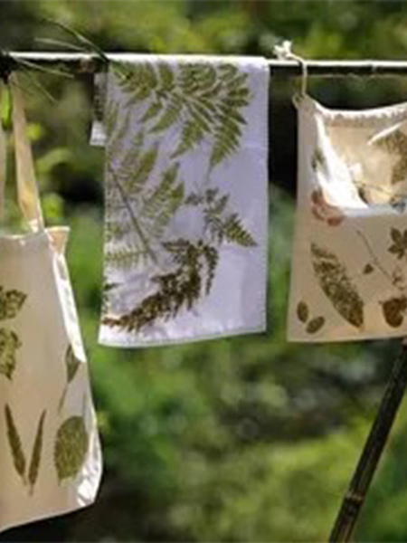 Plant Print Canvas Bag Hand-Painted Graffiti DIY Handmade Pure White Plant Print Canvas Bag Printing Tool and Material Kit