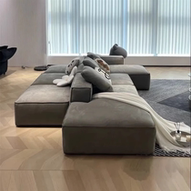 Italian minimalist double-sided sofa technology fabric high-end villa large flat square tofu block free module combination