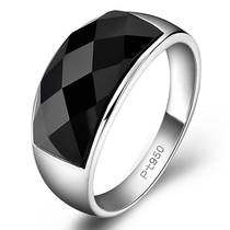 925 sterling silver Goddess Day ring Black Agate gem Korean edition tail ring Pinky retro mens ring Single gift