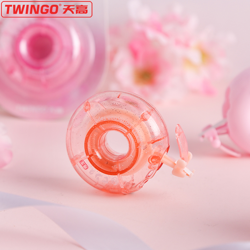 Tiangao correction with cherry blossom limited flowers in a long way to change with doughnuts 6 meters creative pink girl heart correction with students transparent plastic constantly belt