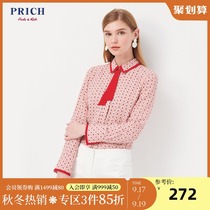 PRICH new spring and summer dress Korean version of retro floral shirt women nine sleeves shirt tide PRBA92352M