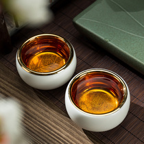 Huiyao Tianmu glaze Gilt tea cup Ceramic tea cup Household Kung Fu tea master cup Single cup Gold tea lamp Jian Lamp