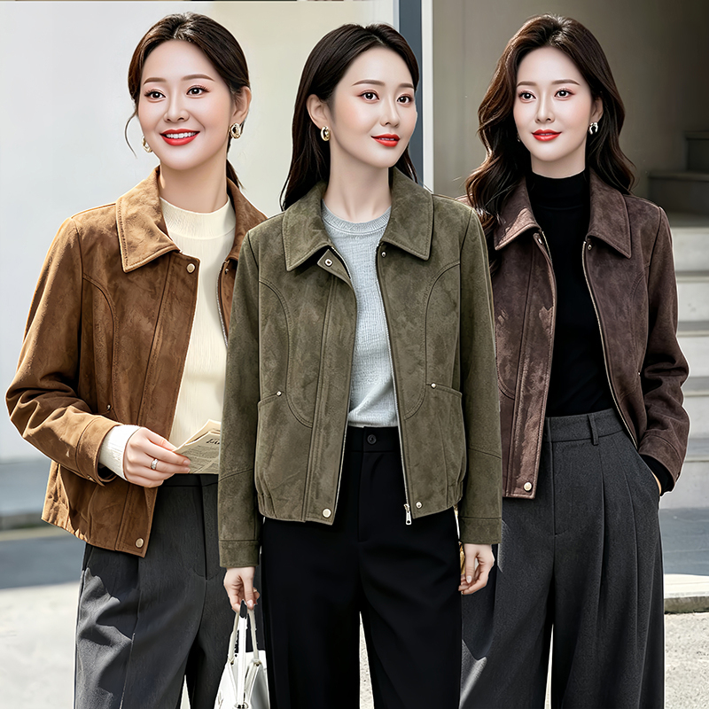 Short Jacket for Women, Spring and Autumn, Zip-Up Cardigan, Turn-Down Collar, Casual Fashion, Stylish Women's Jacket, New Versatile Top