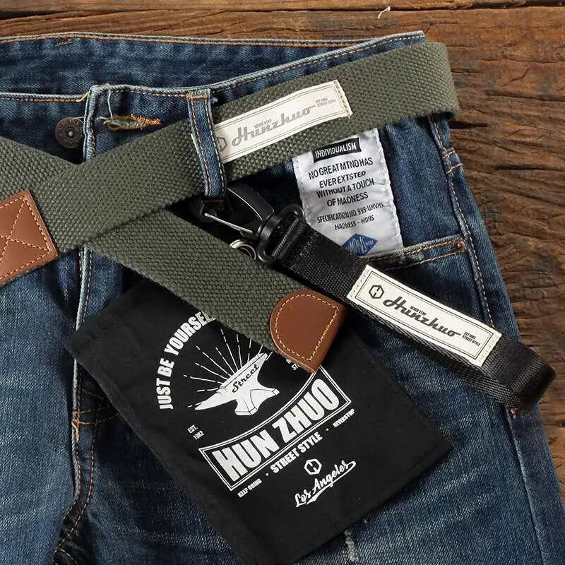 A work belt Matte metal oral ins style men's retro casual all-match decorative canvas belt