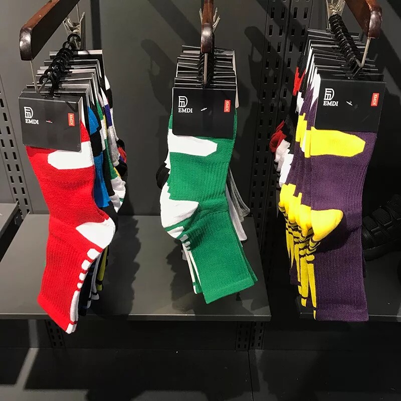 EMDI socks men's high tube sports socks towel bottom high tube thickened basketball socks sweat absorption non-slip shock absorption 2004-001