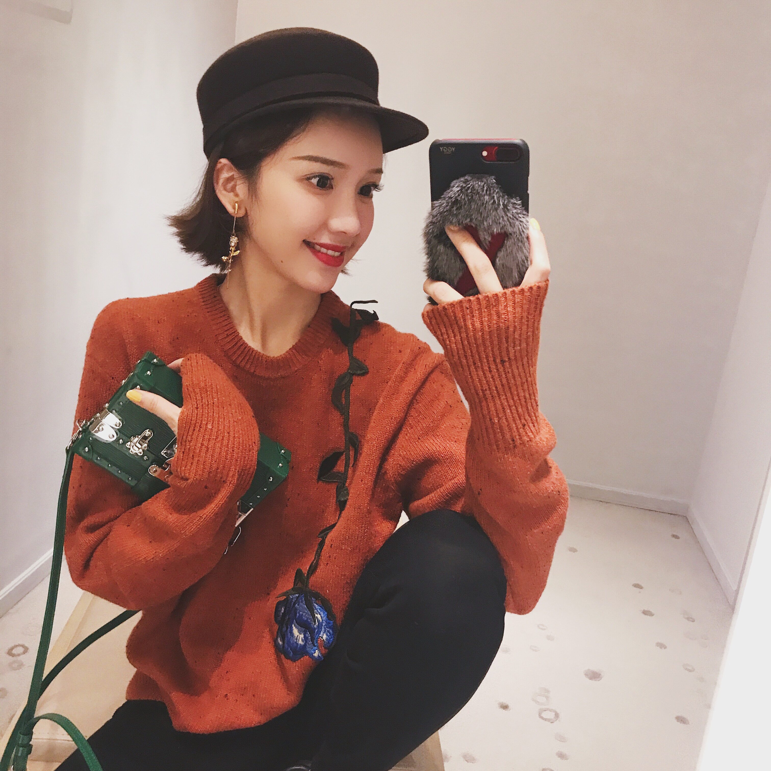 @ZY喜哥 立体刺绣长袖上衣冬款毛针织衫显瘦小清新甜美套头毛衣女