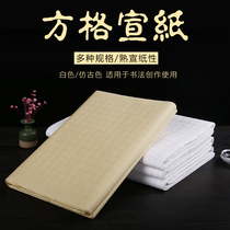 Antique small square grid rice paper semi-cooked Calligraphy Special grid work paper line regular script letterhead letterhead brush practice paper letter heart scribe hand-written practice paper sign 20-28-56 grid