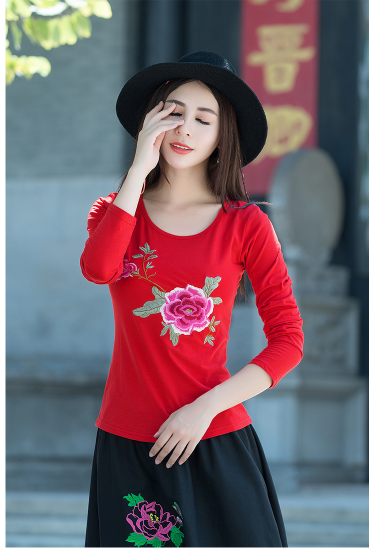 Áo khoác nữ kiểu Trung Quốc Mùa hè mới thon thêu dân tộc ngắn tay áo thun nữ Áo cotton cổ tròn áo phông nữ đẹp