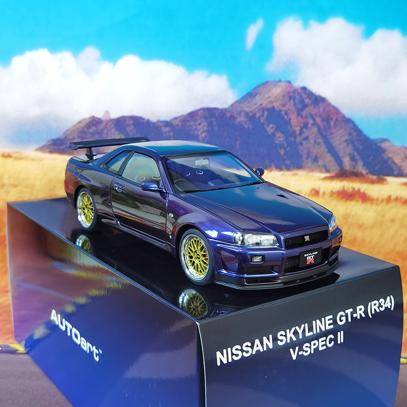 ミニカー AUTOart 1/18 SKYLINE R34 GT-R V-SPEC II AUTOart 1:18 Nissan Skyline GT-R R34 V-spec II Diecast Model