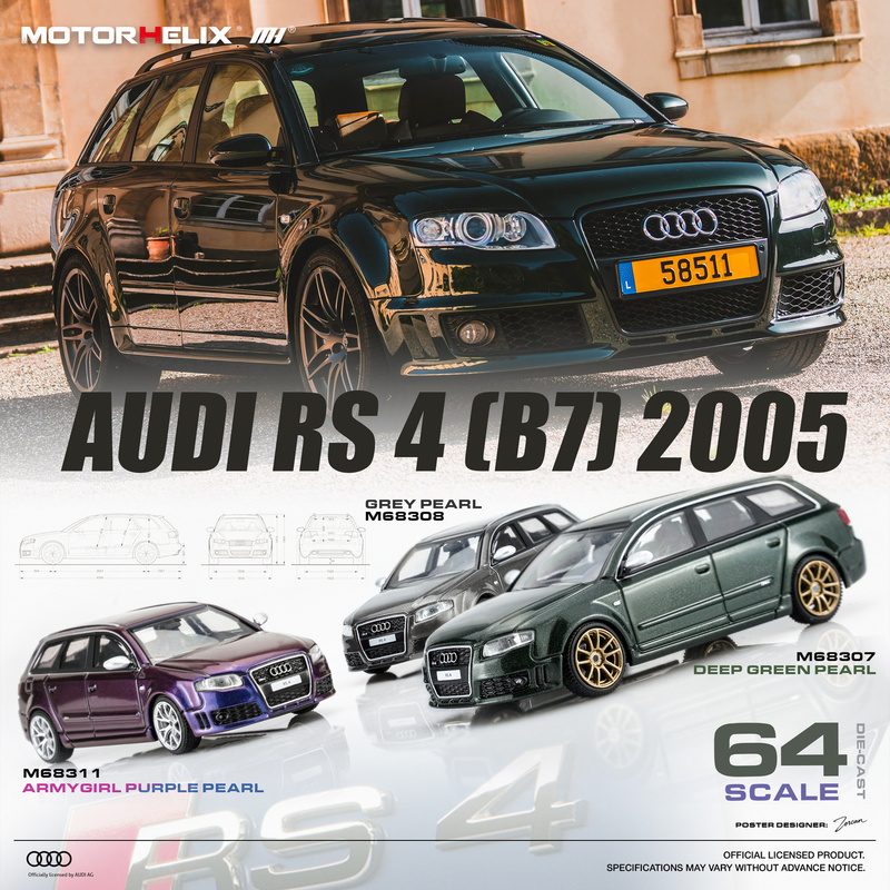 Mh Motorhelix 1/64 Audi Rs4 (B7) 2005 Alloy Simulation Car Model