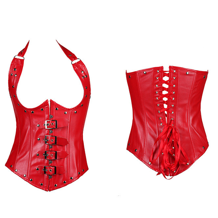 Hot selling fashion rivet style red breasted court body shaper European and American waist corset corset