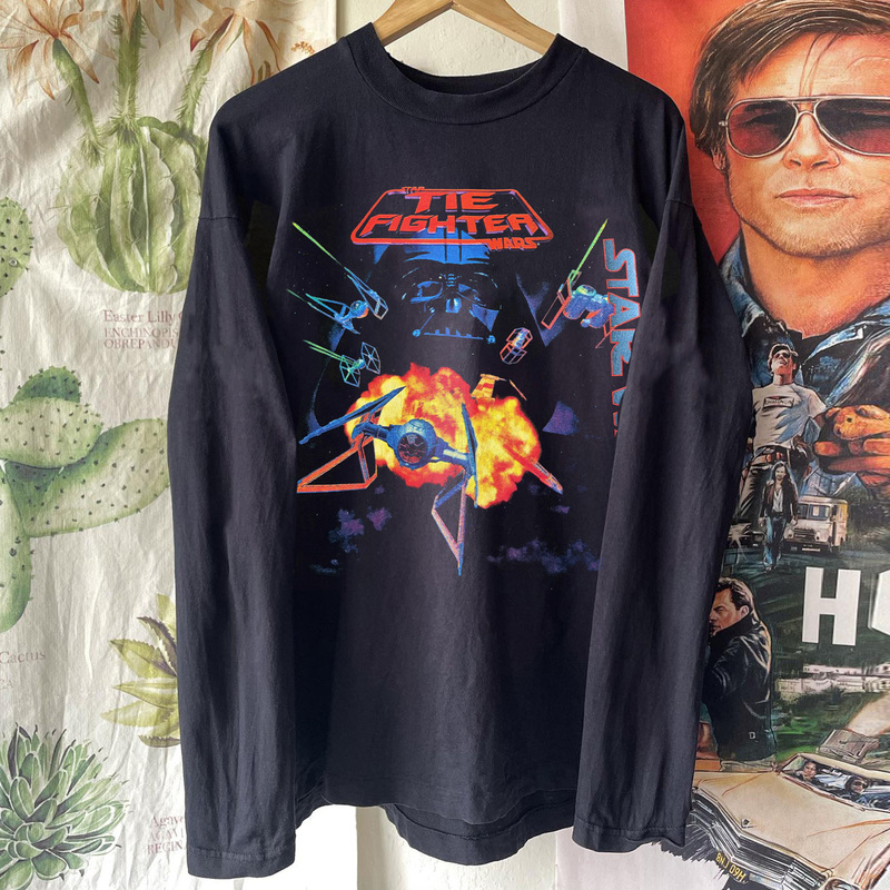 Star Wars Sci-Fi Movie American Retro Long-Sleeved T-Shirt Cityboy Trendy Brand Off-Shoulder Top Star Wars Sci-Fi Movie American Retro Long-Sleeved T-Shirt Cityboy Trendy Brand Off-Shoulder Top