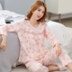 Mẹ trung niên màu rắn trùm đầu phục vụ tại nhà mùa thu 100% cotton dài tay phù hợp với đồ ngủ cỡ lớn chất béo XXXXXL