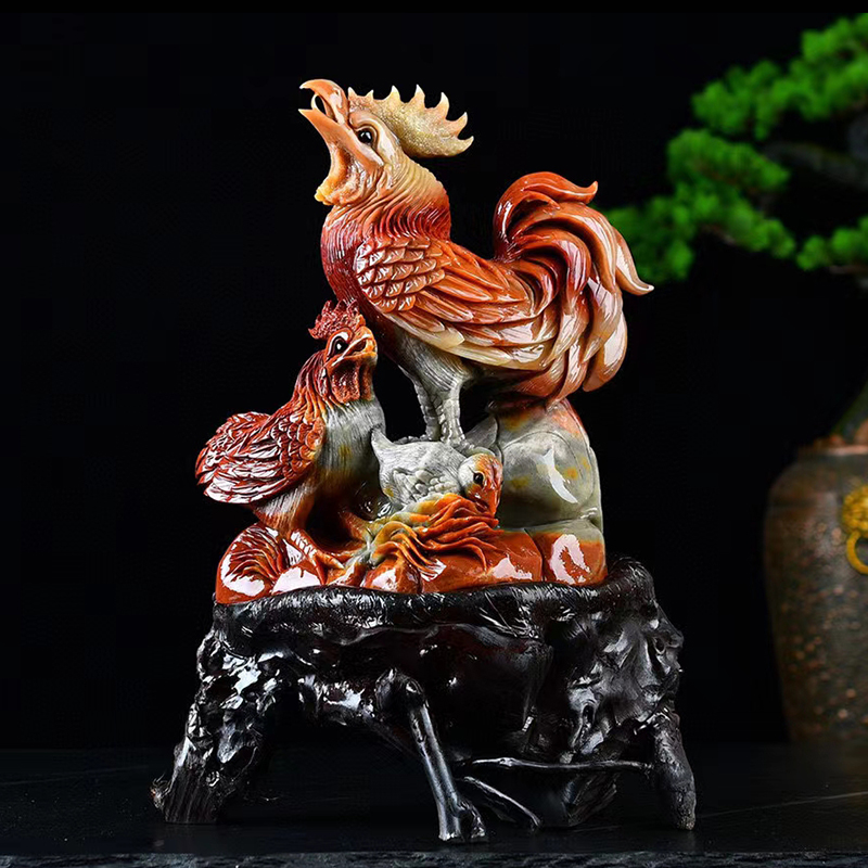 Fujian Shoushan Stone Golden Chicken Newspaper Delight Large Swing Piece Home Decoration Pendulum Pieces Natural Chite Crafts Gifts Swing Accessories Upscale Collection