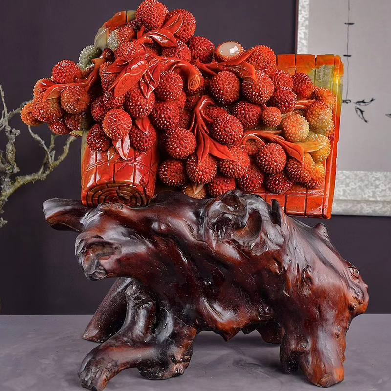 Fujian Shoushan Stone Lychee Pendulum Piece Home Decoration Furnishing Craft Gift Pendulum Decoration Natural Chiishi Hotel Placement Gift Collection