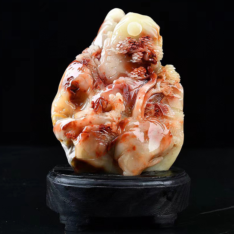 Fujian Shoushan Stone Mountain Riman's Family Swing Piece Clubhouse Decoration Furnishing Handicraft Jade Hotel Placement Collection Certificate