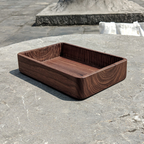 ins black walnut deepened household tray tea tray Cosmetics desktop storage box dried fruit tray lipstick box customization