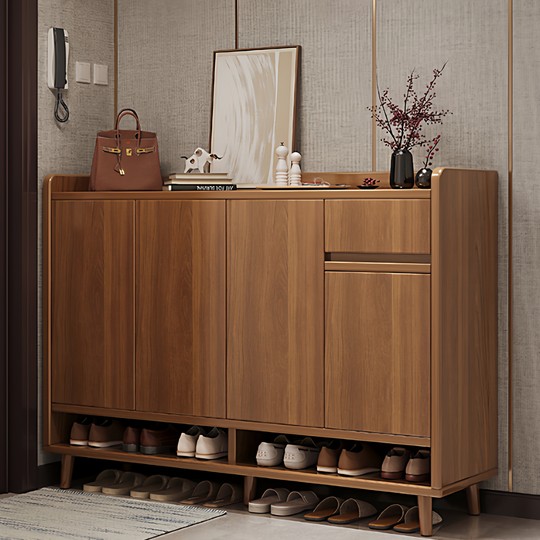 Massivholz-Schuhschrank im chinesischen Stil, Haustür, reiner Massivholz-Eingang, Eingangsschrank, 2024 neuer heißer Stil, Schuhregal aus Holz