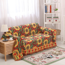 Sofa blanket sofa towel cover bed cover blanket pure cotton thread blanket floating window cushion Mediterranean full cover fabric dust cover