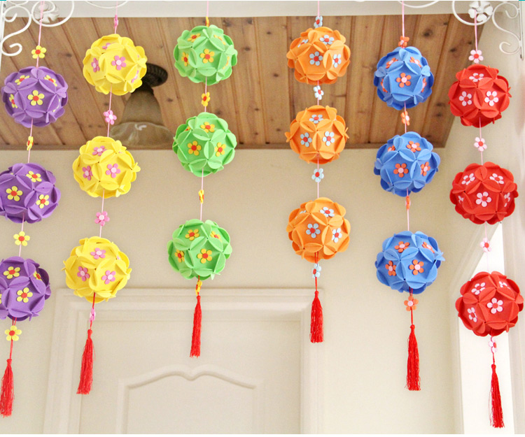 Làm bằng tay cho trẻ em DIY dán làm bóng treo năm mới Sáng tạo treo hoa bóng mẫu giáo Chuỗi hoa trang trí thiệp sinh nhật handmade