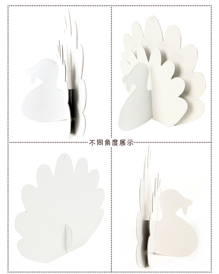 Mẫu giáo làm bằng tay sơn vật liệu sơn trắng khuôn tô màu sáng tạo DIY trắng bìa cứng con công 12 đồ chơi nấu ăn