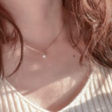 Бриллиантовая подвеска, золотая натуральная цепочка до ключиц, 18 карат