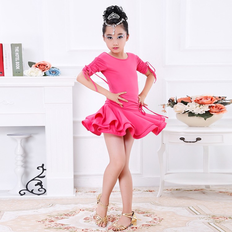 Mùa xuân và mùa hè trẻ em trang phục Latin ngắn tay cô gái trang phục khiêu vũ Latin dress đen nữ kiểm tra thực hành quần áo