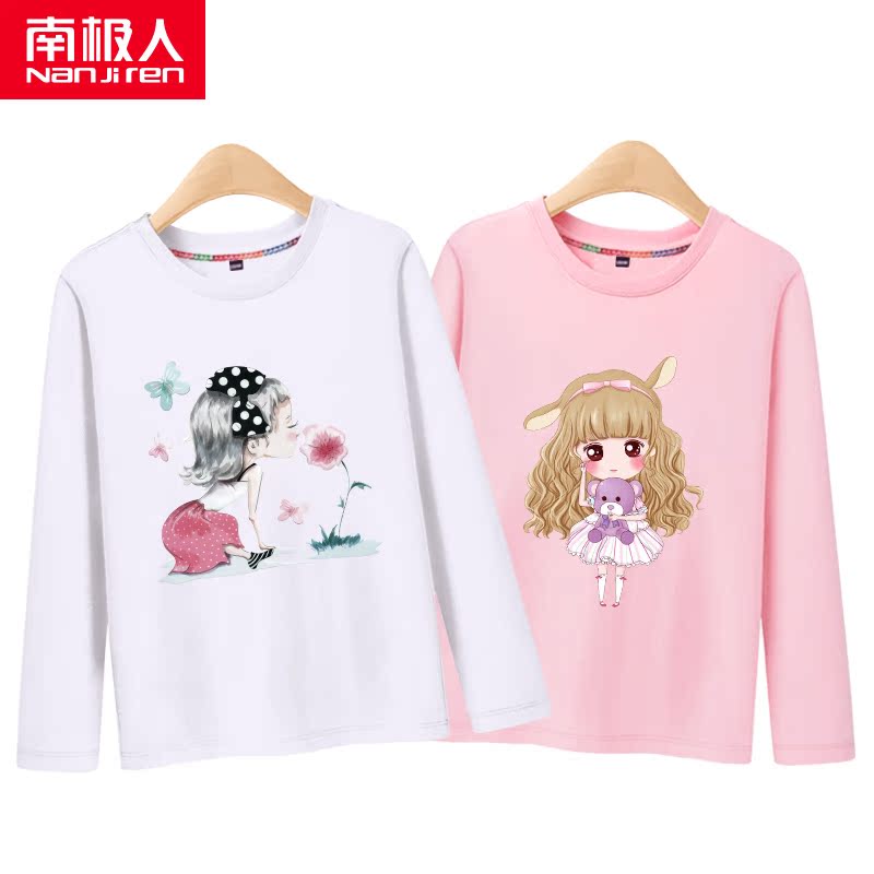 Nam Cực cô gái t-shirt dài tay cá tính hợp thời trang cotton mùa hè váy cô gái mỏng đầu chạm đáy.