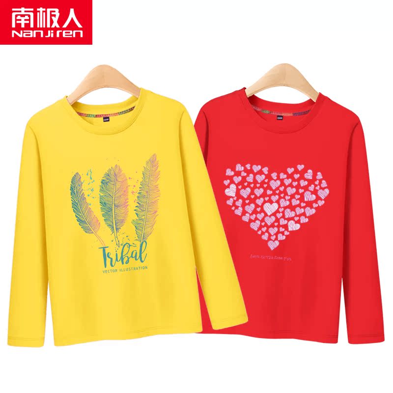 Cô gái t-shirt dài tay mặc T-shirt top quần áo chỉnh sửa dưới 2019 mùa thu bông trẻ em mỏng dành cho trẻ em không khí của.