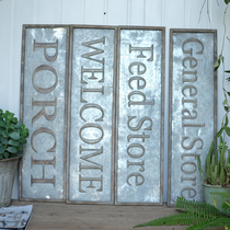 Foreign trade gardening solitary products-French retro old and thick iron art English relief large decoration listed Welcome Card