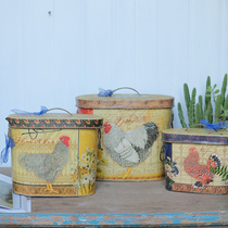 Foreign Trade Gardening Groceries-American Country Vintage Christmas Sticker Pattern Flower Pot Farm Wind Rooster Storage Box