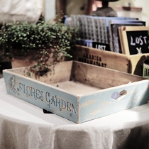 Meow small craftsman groceries-Foreign trade French country gardening retro old fir tray Torto gardening tools storage