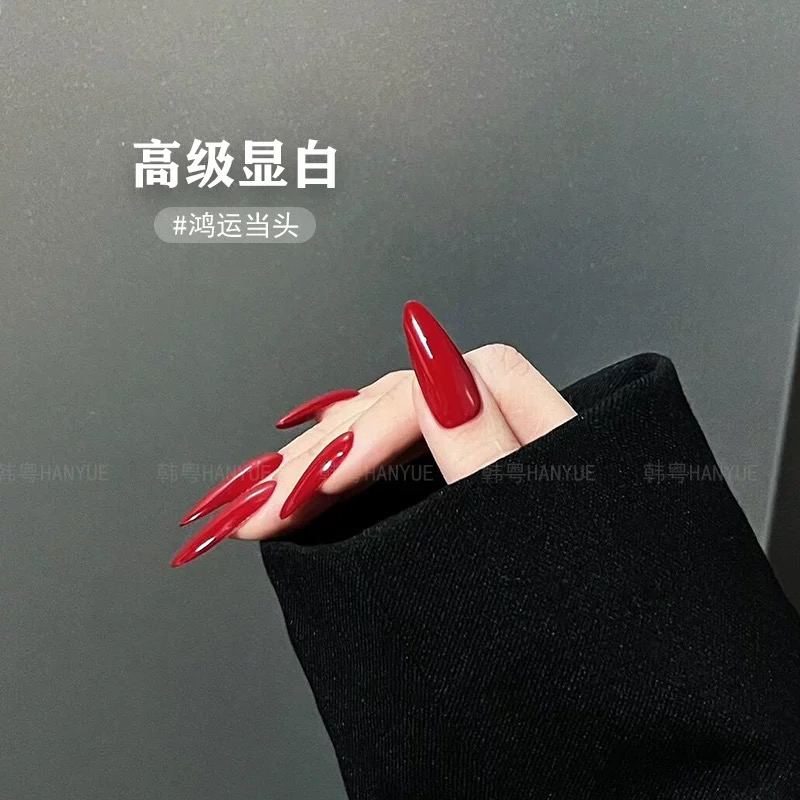 [Good Luck Is Upon You] New Year's Red Color Scheme Enhances Complexion, Elegant True Red Autumn and Winter Handmade Wearable Nails