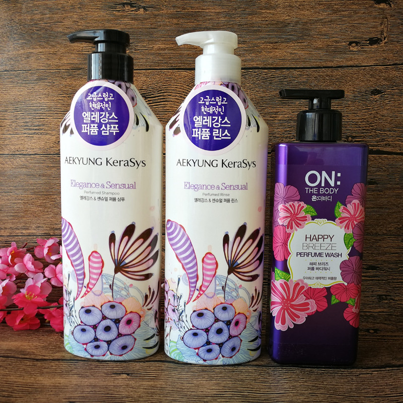 South Korean import positive products Aekyung love no silicone oil male and female perfume shampoo shampoo hair lotion bath lotion