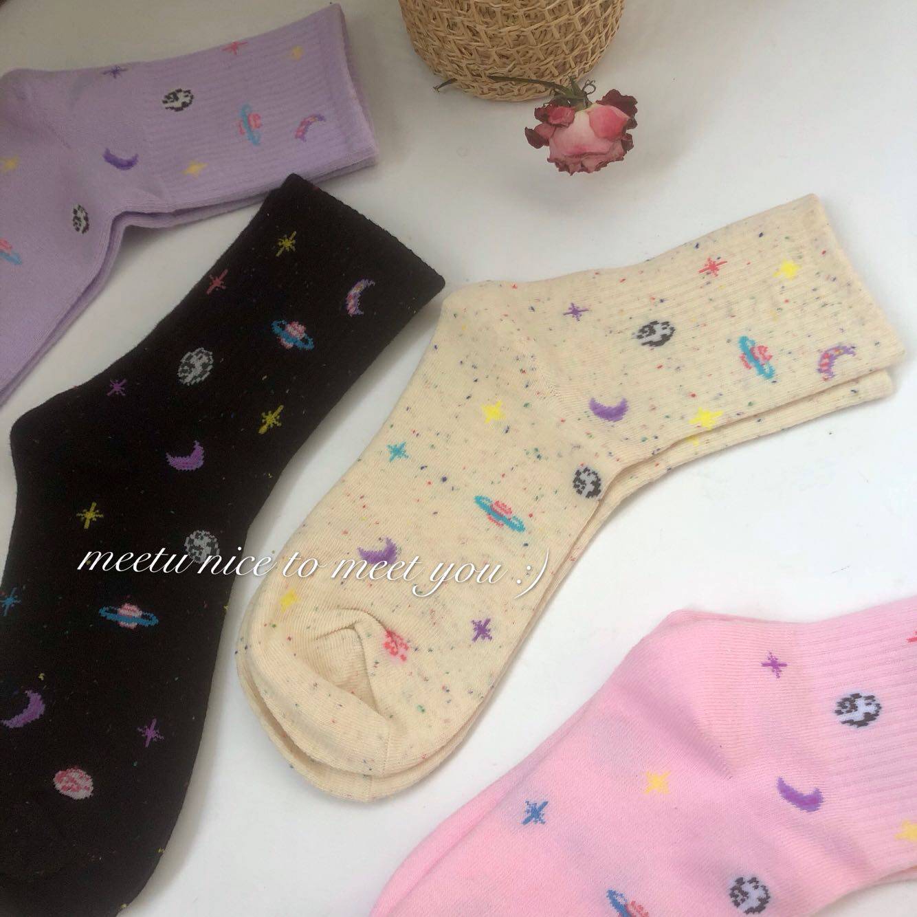 (Clearing House Special Price) Stars Moon Cute Planet Socks Children Stars of the Stars Soft Sister Boomers