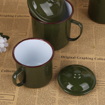 Enamel cup old-fashioned nostalgic tea tank military green retro troops old cadres Iron Tea Cup Classic with cover