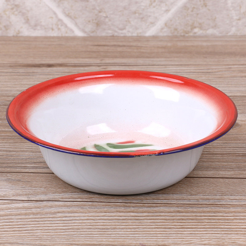 Enamel bowl Safflower Bowl soup bowl High foot bowl Blister Bowl of ice Flower Bowl Bowl Iron Bowl Counter-Edge Bowl Curl