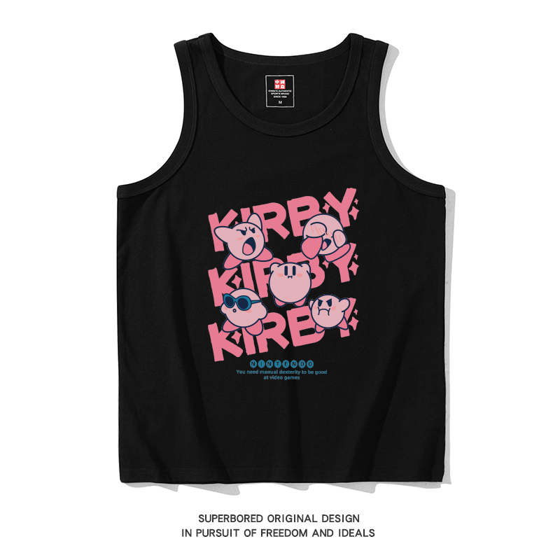 National Trend Retro Fun Cartoon Kirby Print Vest Pure Cotton Loose Casual Plus Size Sleeveless T-Shirt