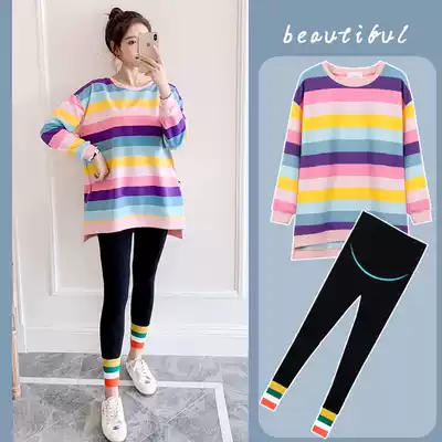 Pregnant women autumn set long sleeve 2021 New Base shirt autumn clothes loose autumn women tide mother Spring Autumn