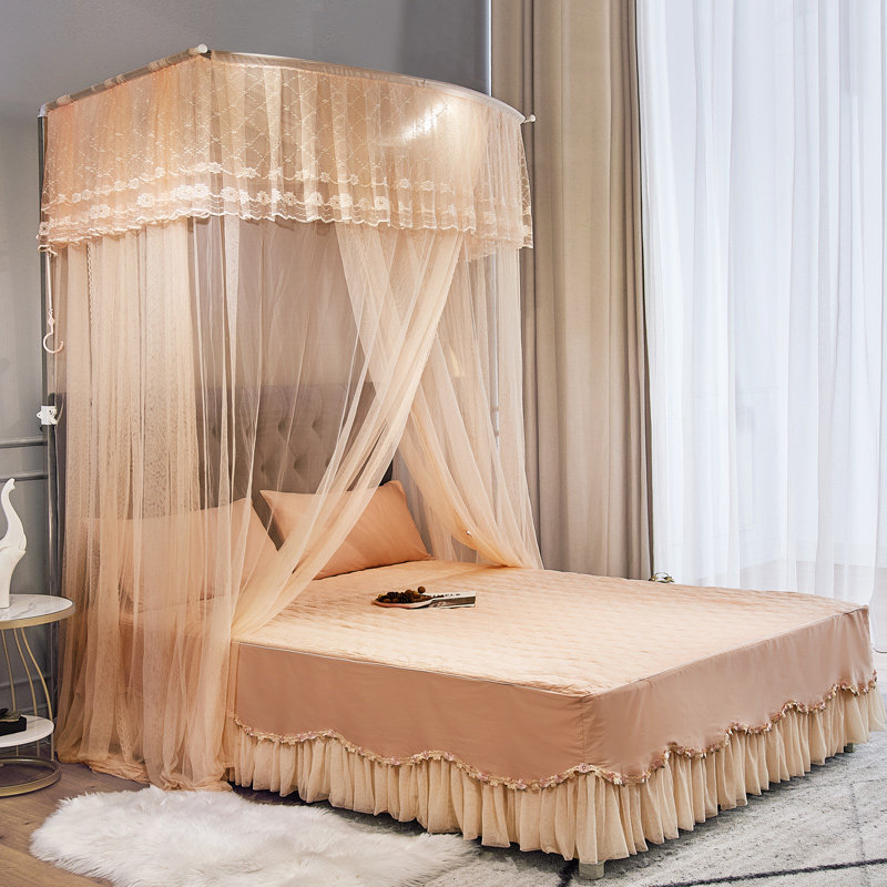 2022 new advanced U type telescopic mosquito net home rail bracket free of installation floor 1 8m bed encryption 2021