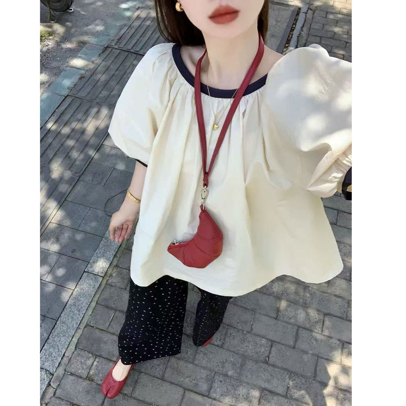 Maternity Summer Outfit Set 2026 New French Korean Style Loose Top + Polka Dot Wide-Leg Pants for Pregnant Moms Spring and Summer