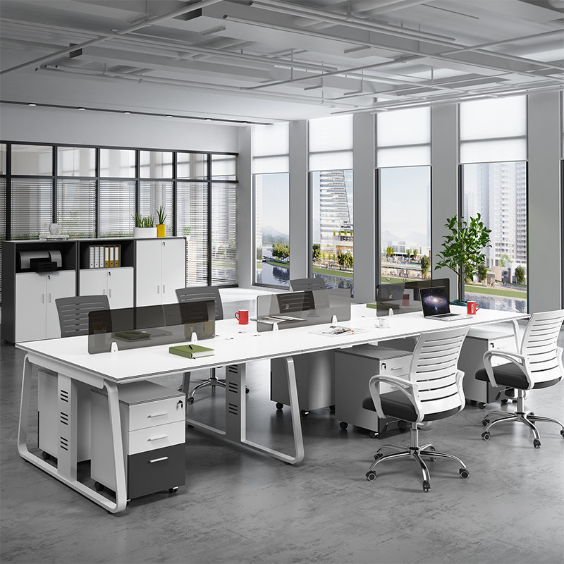 Desk Chair Composition Brief Modern Screen Cassette 246 People Office Staff Station Single Computer Desk