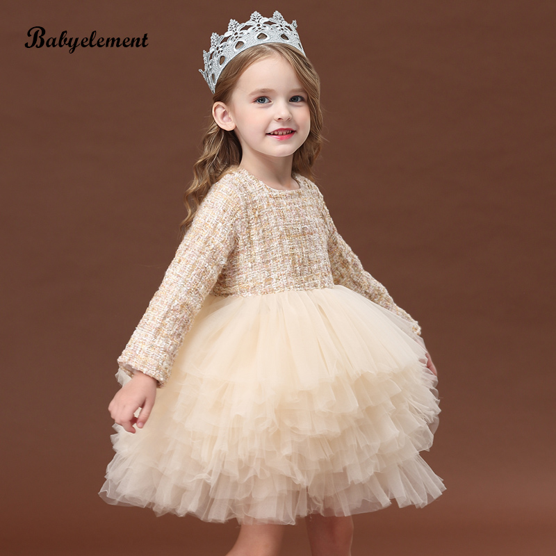 Girls dress autumn and winter clothes New Spring style children plus velvet princess yarn skirt small fragrant wind birthday dress