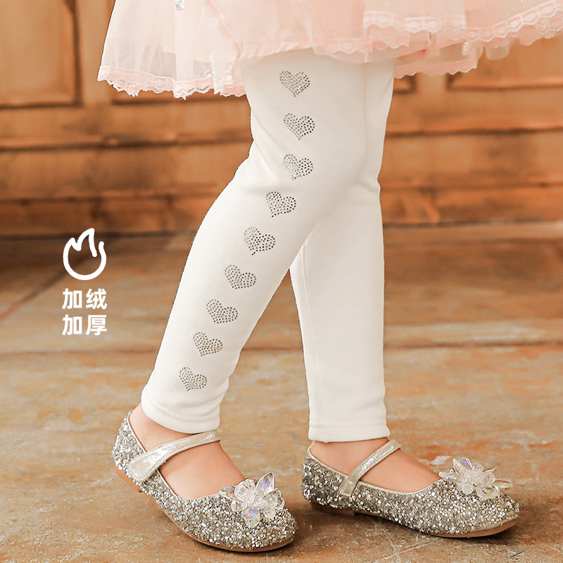 Girls' inner pants plus velvet thick autumn and winter models 2022 new Western style children 2 thin velvet 3 outer wear 4 long pants 5 years old
